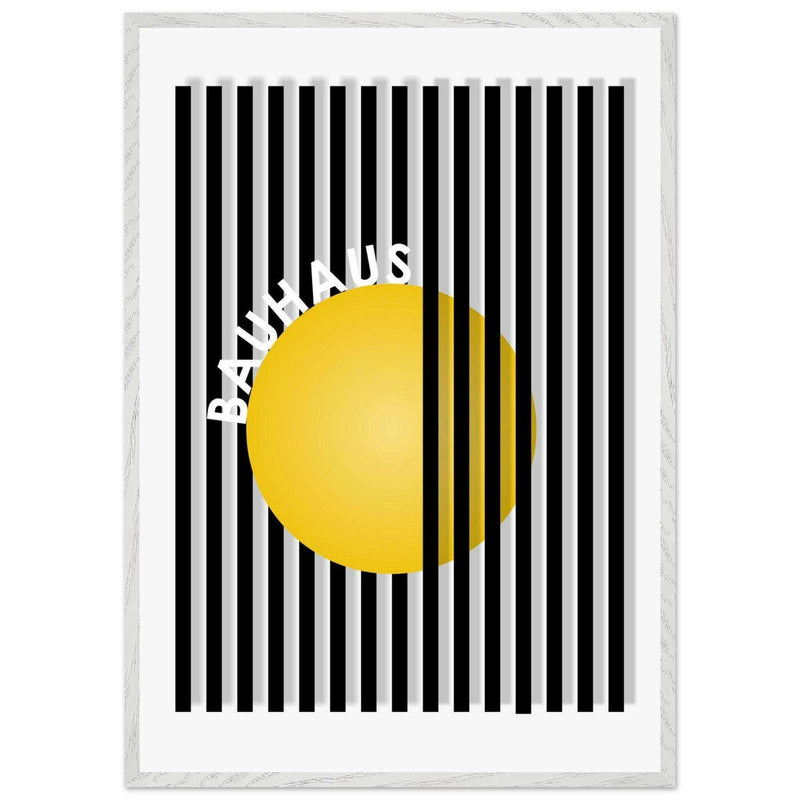 Bauhaus Yellow Circle Wall Art with Modern Stripes - Vibrantwalls