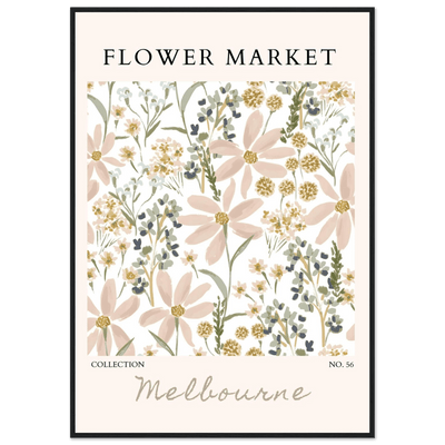 Flower Market Melbourne Framed Poster – Blush Floral & Sage Green Art Print | Ready-to-Hang Wall Decor - Vibrantwalls