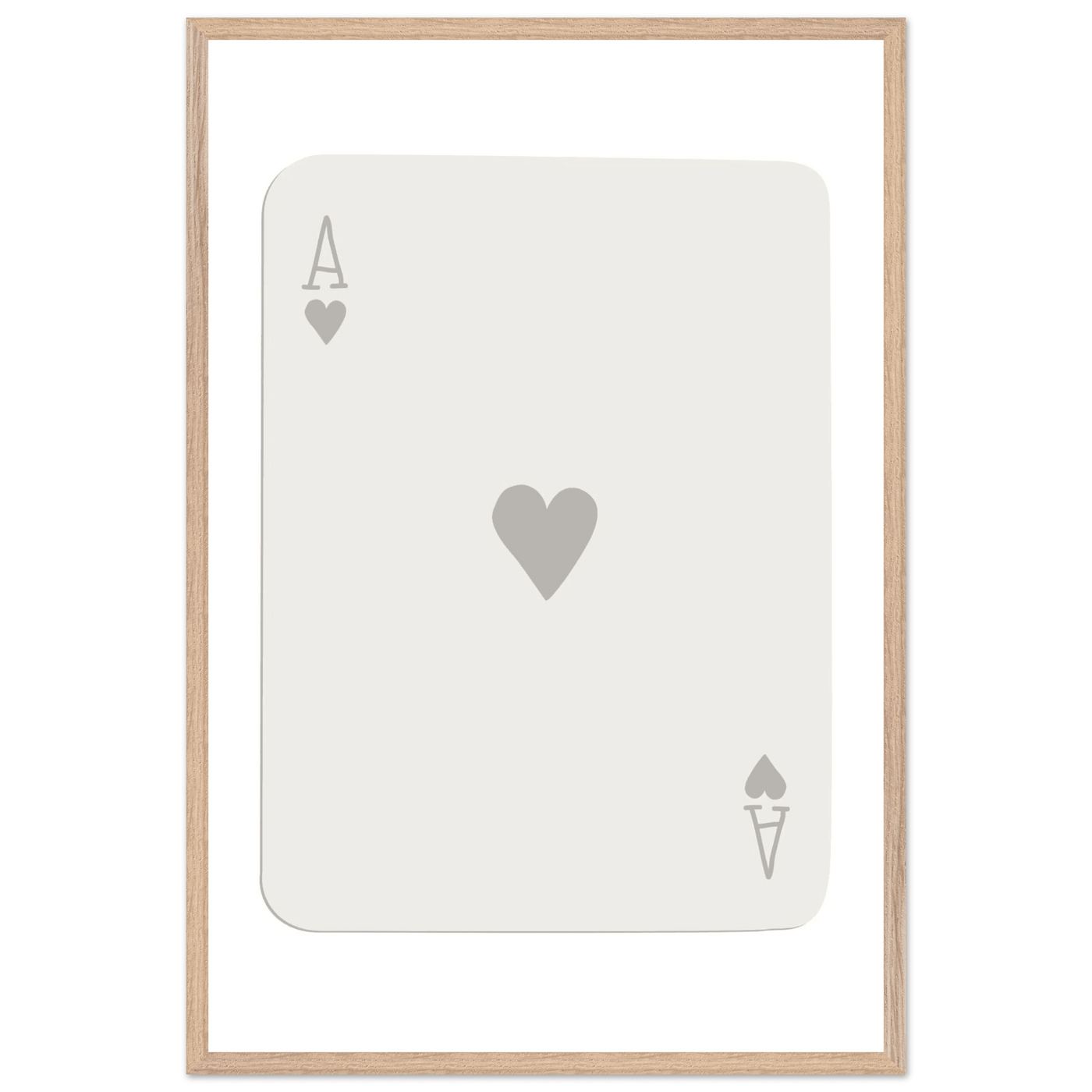 Minimalist Ace of Hearts Poker Card Art - Eco-Friendly Framed Poster Print in Various Sizes & Frame Finishes - Vibrantwalls