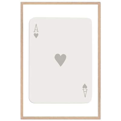 Minimalist Ace of Hearts Poker Card Art - Eco-Friendly Framed Poster Print in Various Sizes & Frame Finishes - Vibrantwalls