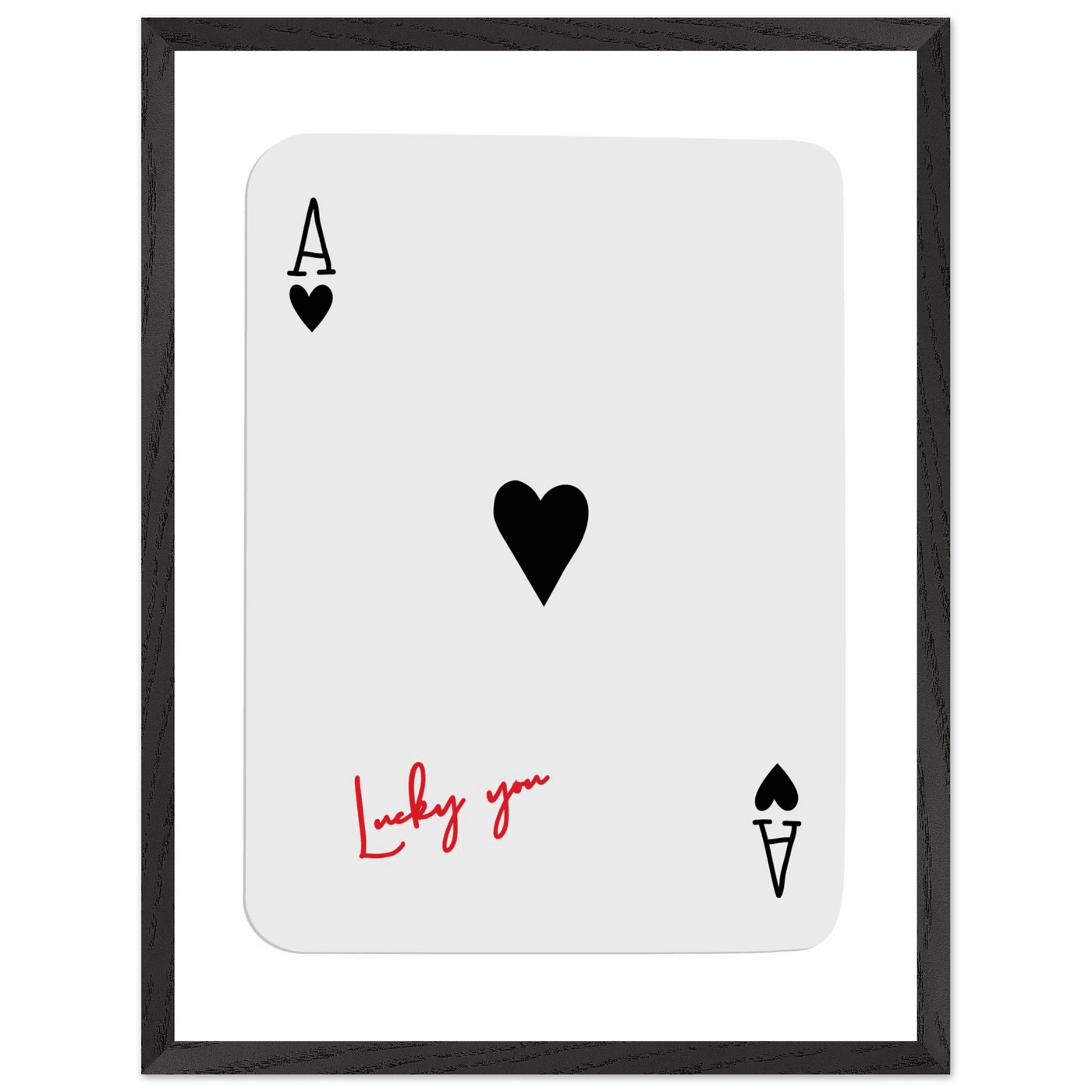 Lucky Ace of Hearts Framed Poster - Modern Poker Card Art, Eco-Friendly Wood Frame in Your Choice of Style - Vibrantwalls