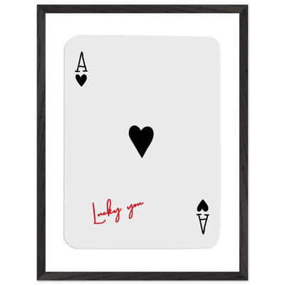 Lucky Ace of Hearts Framed Poster - Modern Poker Card Art, Eco-Friendly Wood Frame in Your Choice of Style - Vibrantwalls