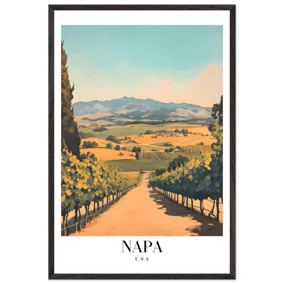 Napa Valley Vineyard Framed Poster – Vintage Travel Wall Art with Wooden Frame - Vibrantwalls