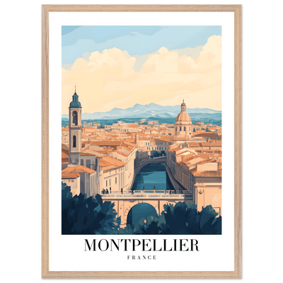 Montpellier France Framed Poster – Vintage Travel Wall Art with Wooden Frame - Vibrantwalls