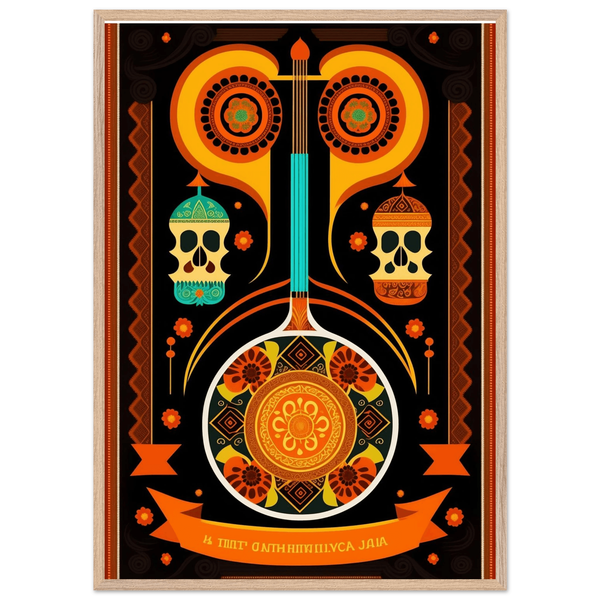 Vibrant Day of the Dead Guitar - Vibrantwalls