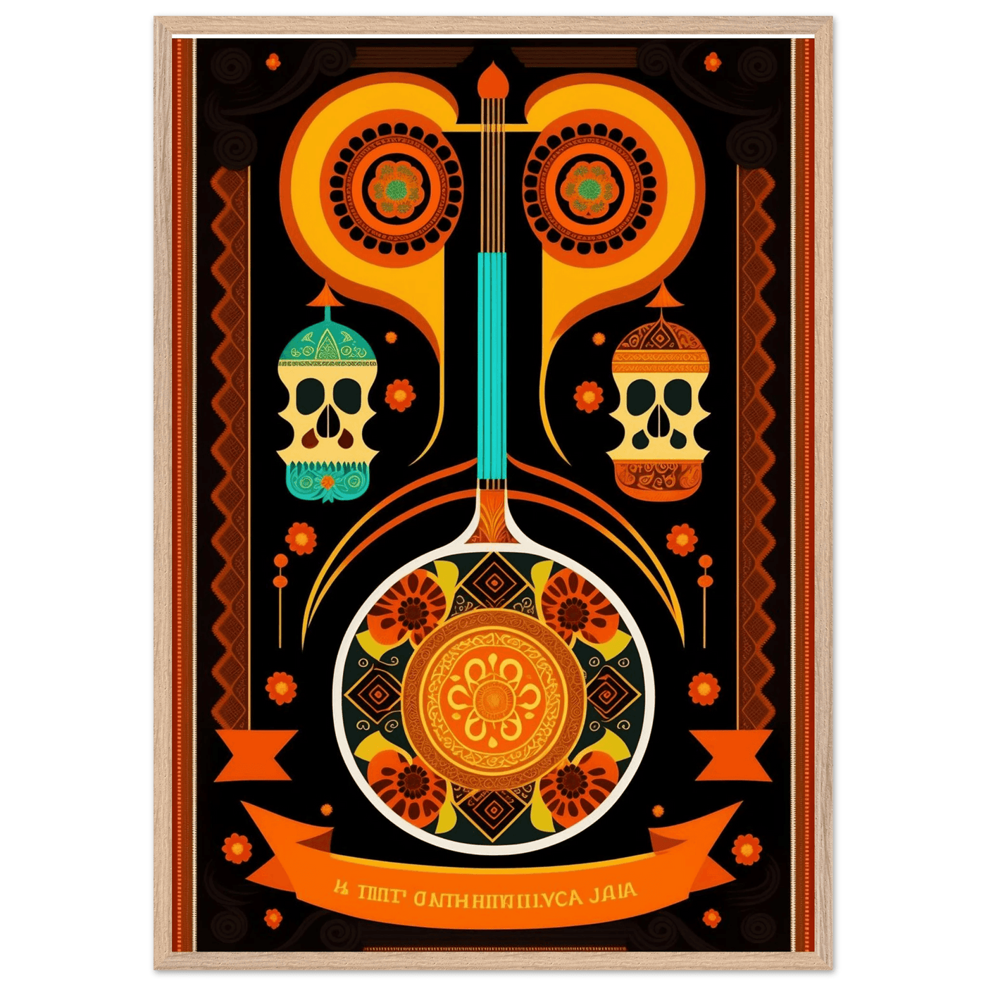 Vibrant Day of the Dead Guitar - Vibrantwalls