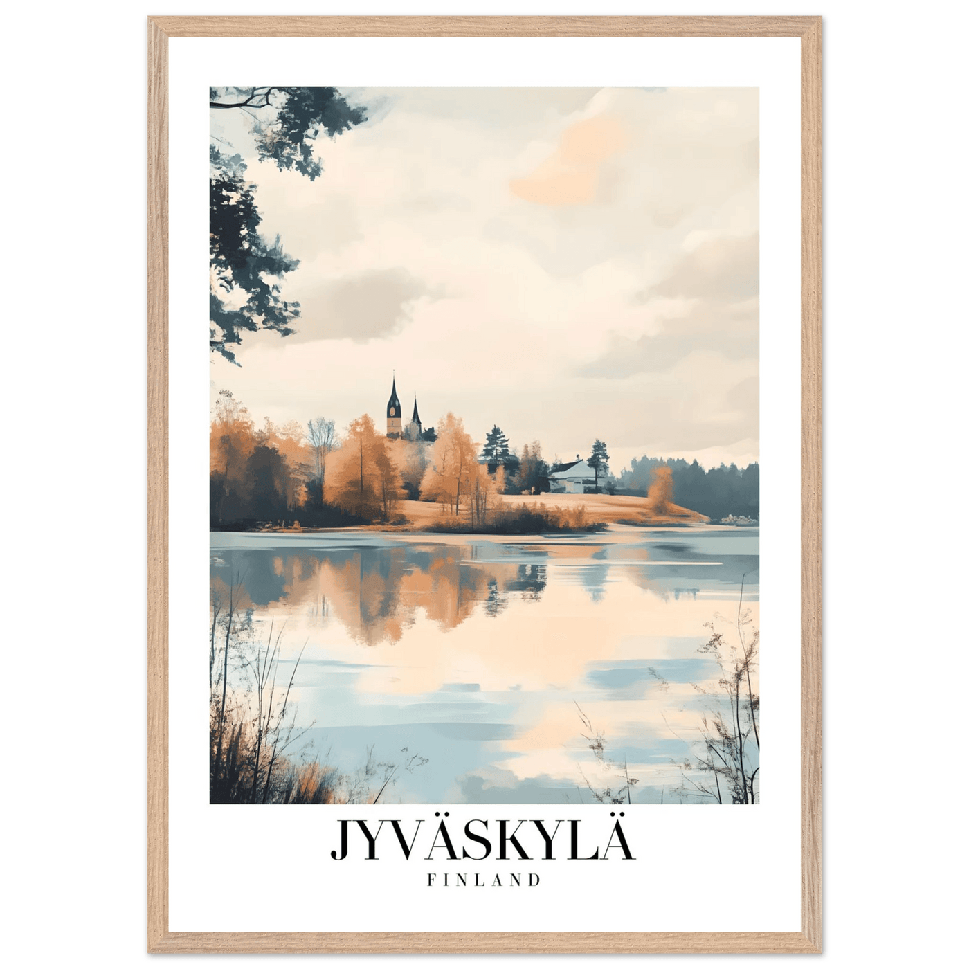 Jyväskylä Finland Framed Poster – Serene Lakeside Wall Art with Vintage-Inspired Charm & Wooden Frame - Vibrantwalls