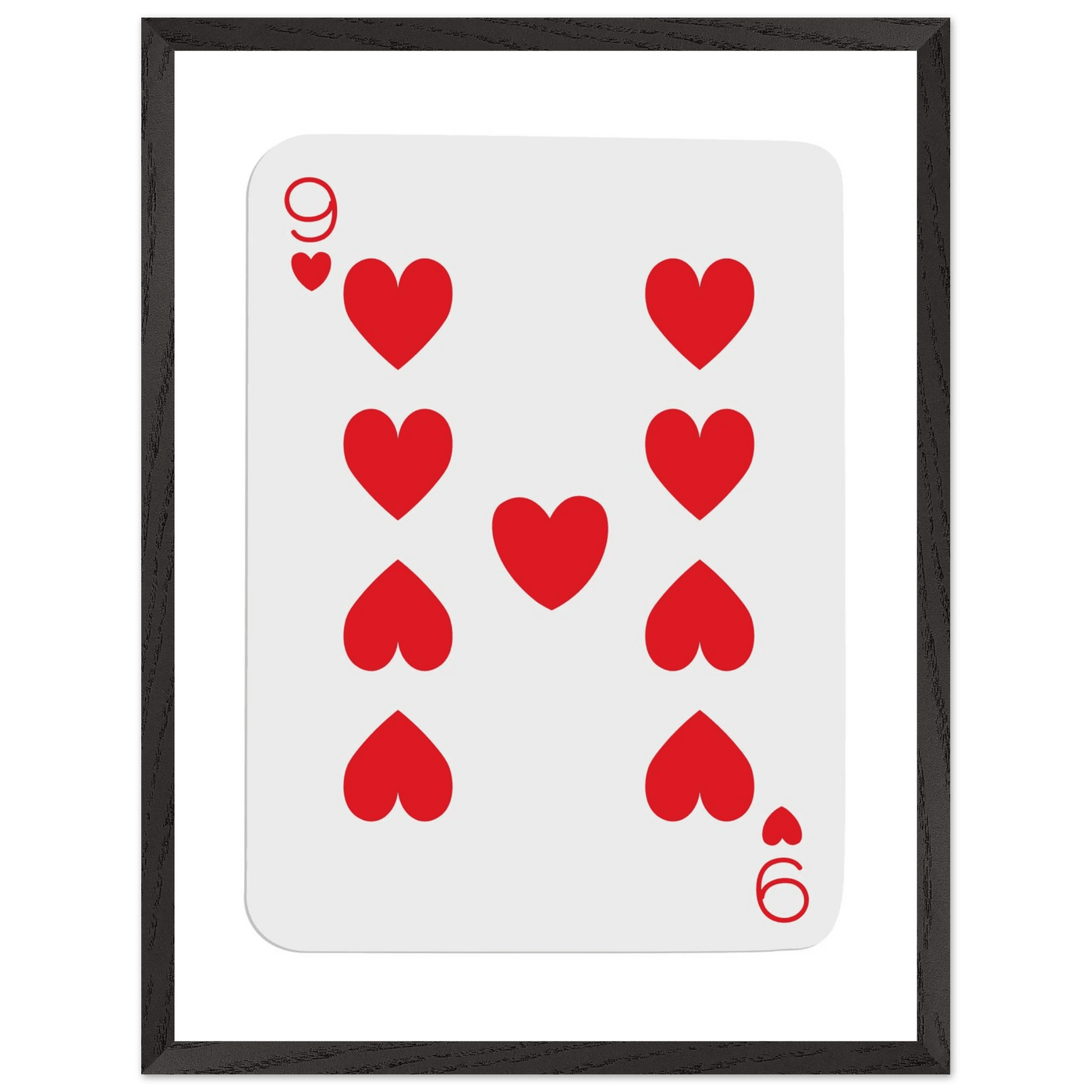 Bold Nine of Hearts Poker Card Print - Eco-Friendly Framed Poster Art in Your Choice of Frame & Size - Vibrantwalls