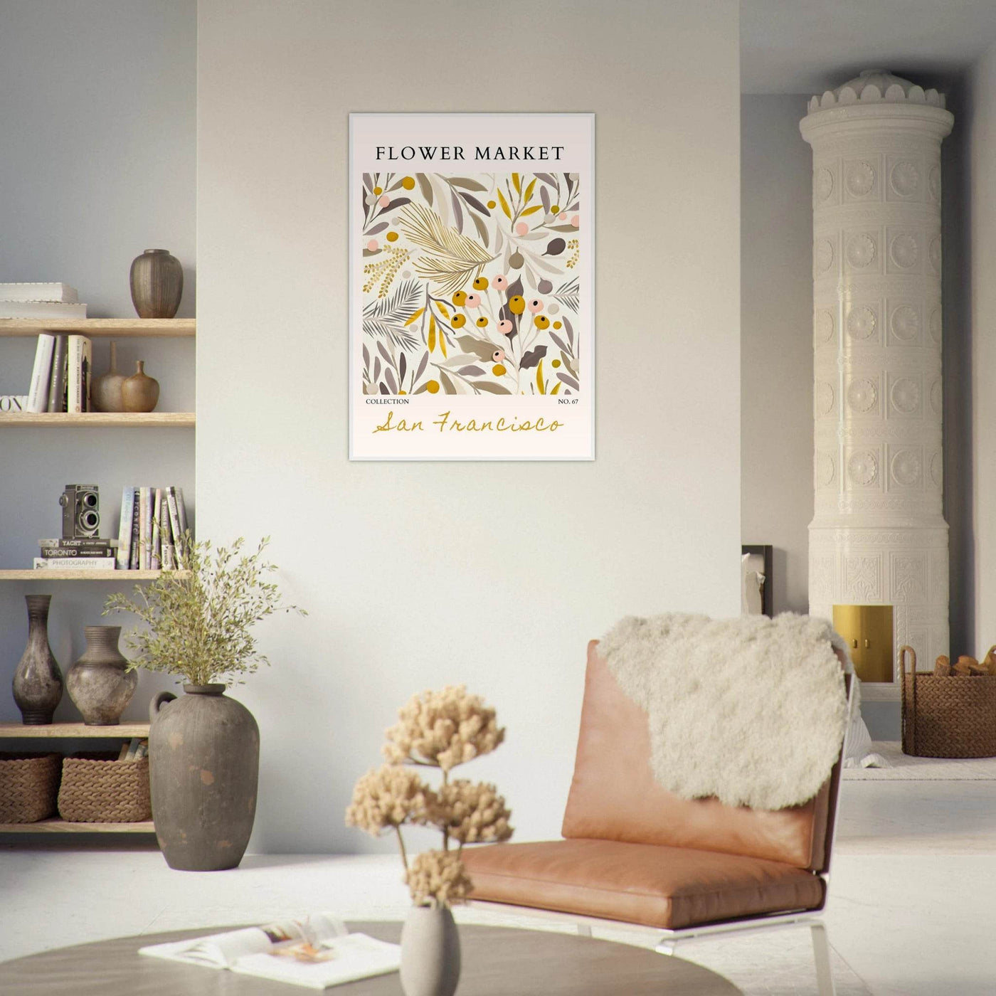 San Francisco Flower Market Collection Framed Poster – Botanical Golden Hues & Abstract Art Prints | Ready-to-Hang - Vibrantwalls