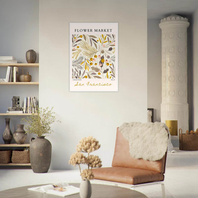 San Francisco Flower Market Collection Framed Poster – Botanical Golden Hues & Abstract Art Prints | Ready-to-Hang - Vibrantwalls