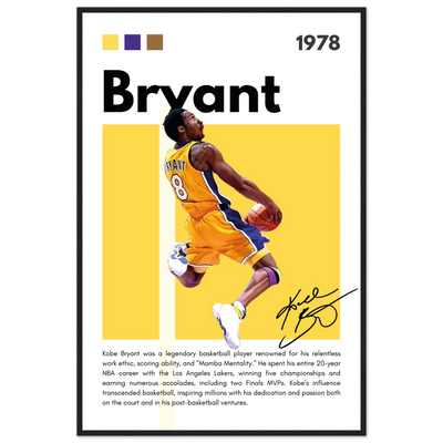 Kobe Bryant Number 24 Lakers Modern Print 60x90 cm 24x36″ Black frame Vibrantwalls