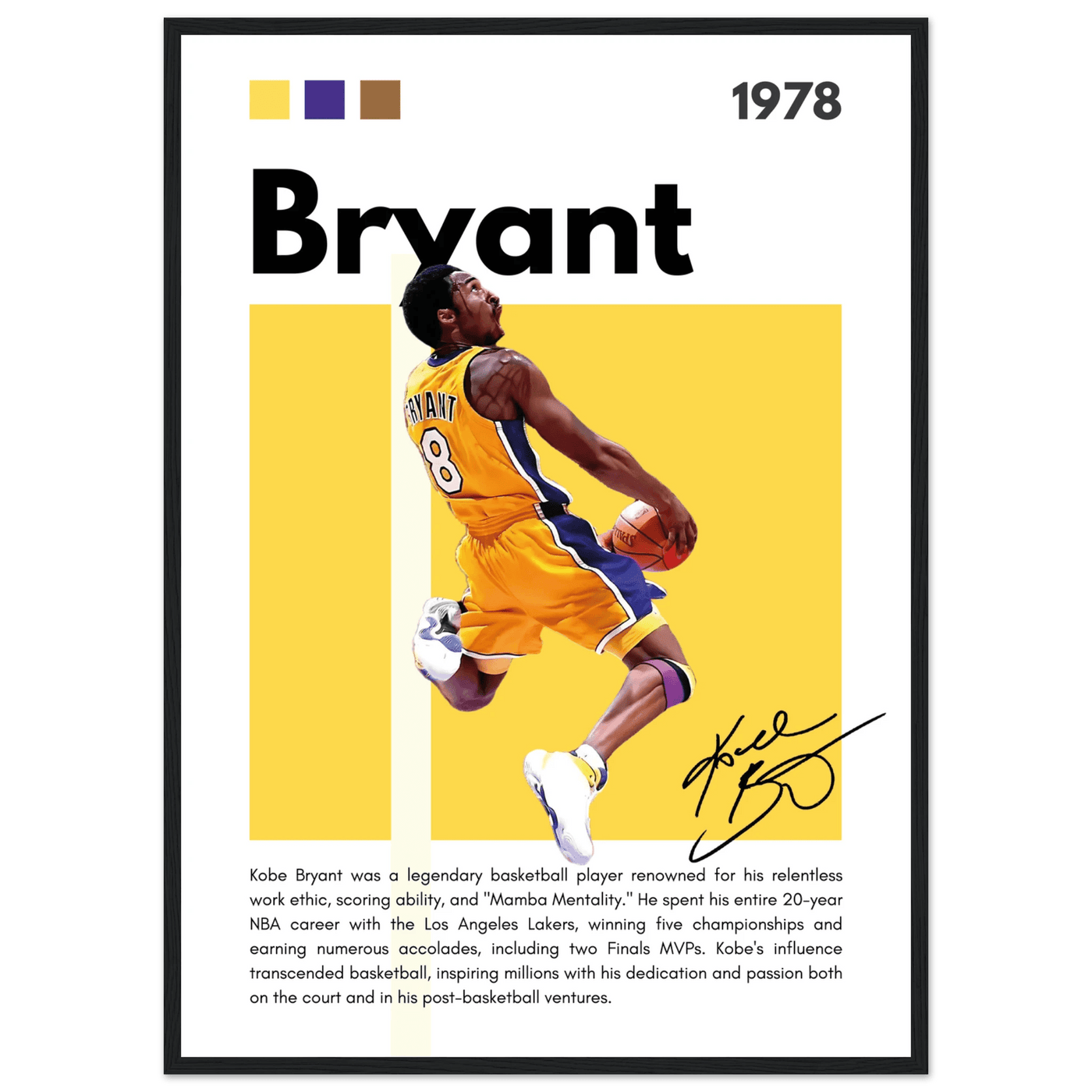 Kobe Bryant Number 24 Lakers Modern Print - Vibrantwalls