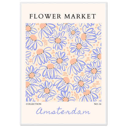 Abstract Floral Market Framed Poster – Whimsical Amsterdam Daisy Art Prints | Ready-to-Hang in Various Sizes - Vibrantwalls