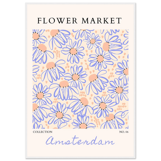 Abstract Floral Market Framed Poster – Whimsical Amsterdam Daisy Art Prints | Ready-to-Hang in Various Sizes - Vibrantwalls