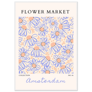Abstract Floral Market Framed Poster – Whimsical Amsterdam Daisy Art Prints | Ready-to-Hang in Various Sizes - Vibrantwalls