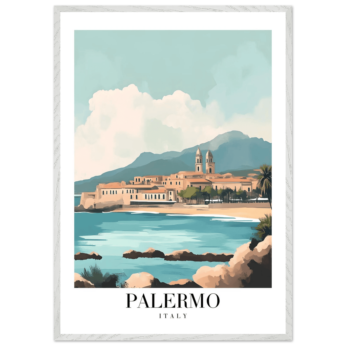 Palermo Italy Framed Poster – Vintage Mediterranean Travel Wall Art in Your Choice of Frame - Vibrantwalls