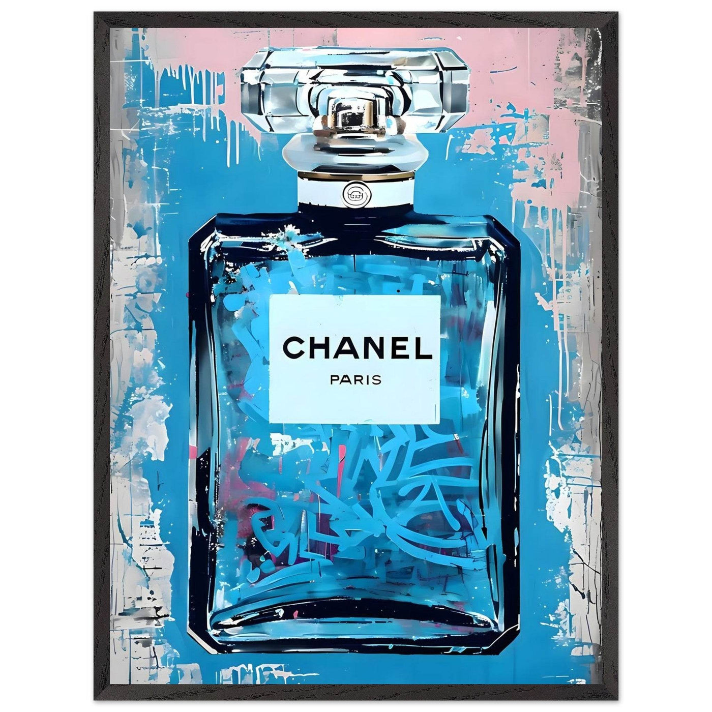 Abstract Chanel No. 5 Art Print in Mounted Frame - Iconic Glamour for Modern Decor - Vibrantwalls