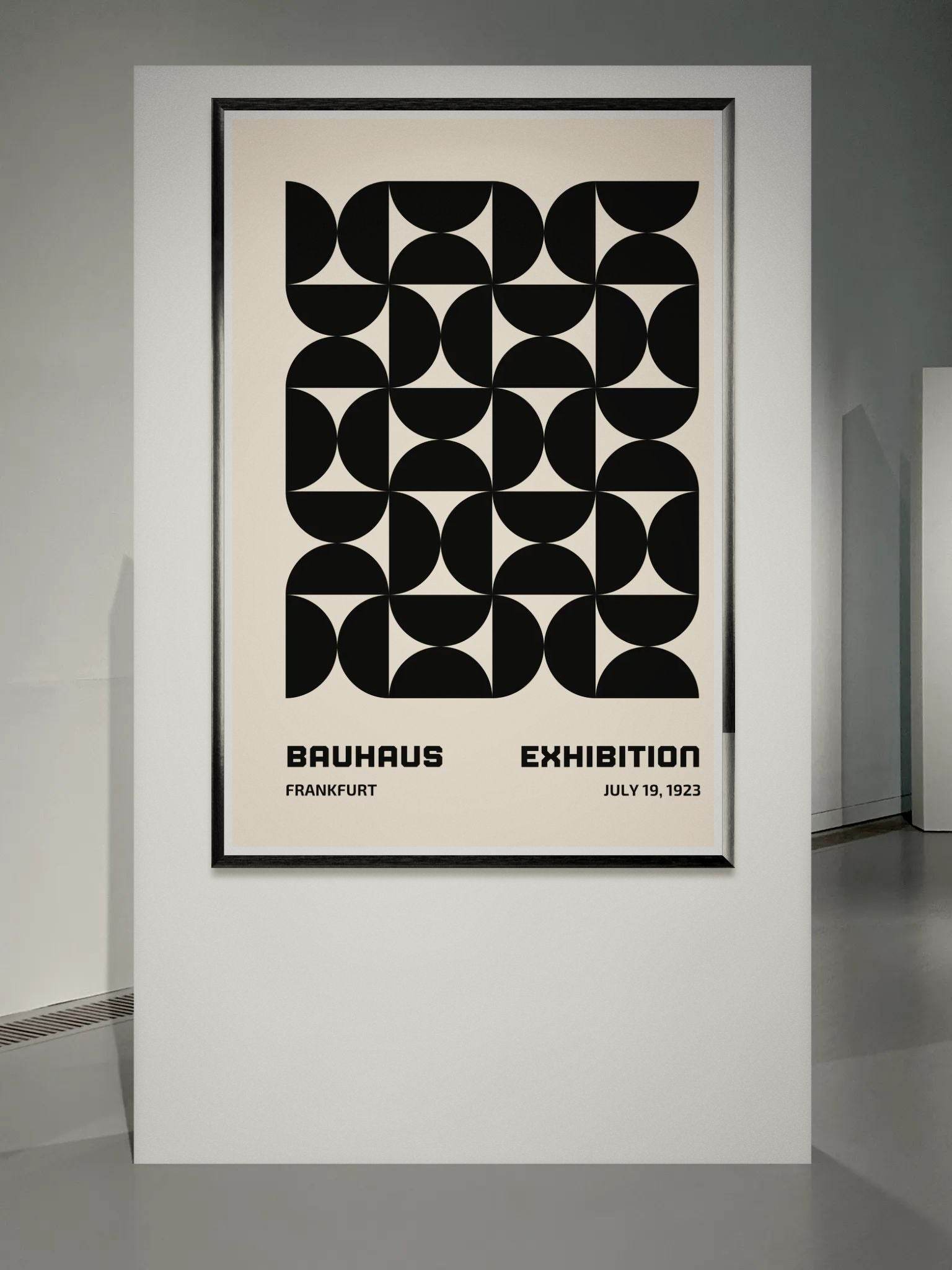 Bauhaus Black Beige Geometric Movement Design Poster Wall Art - Vibrantwalls