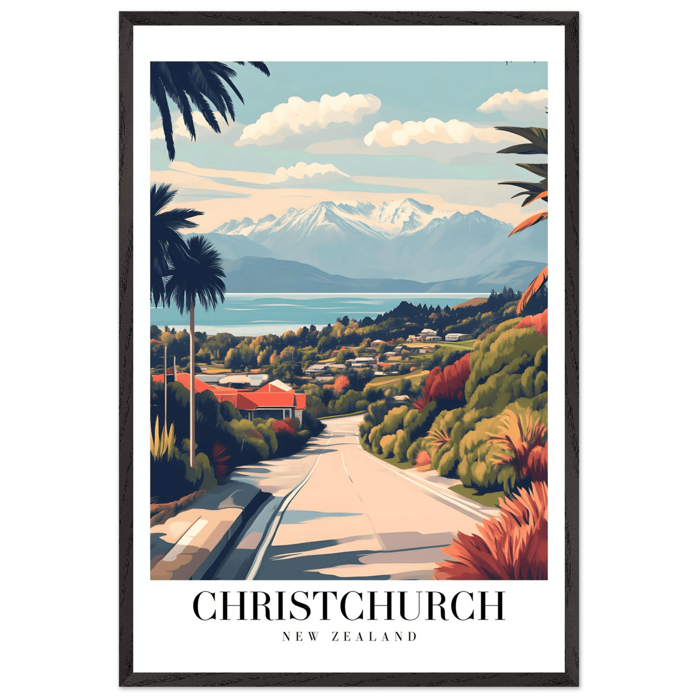 Christchurch New Zealand Framed Poster – Vintage Travel Wall Art with Wooden Frame - Vibrantwalls