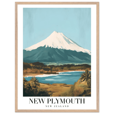 New Plymouth New Zealand Framed Poster – Vintage Mount Taranaki Travel Art - Vibrantwalls