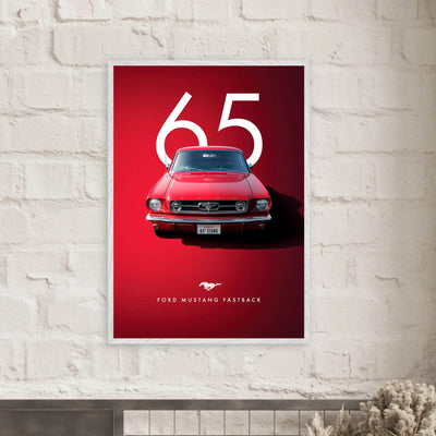 Iconic '65 Ford Mustang Fastback Framed Poster | Timeless Automotive Art, Ready-to-Hang in Your Style - Vibrantwalls