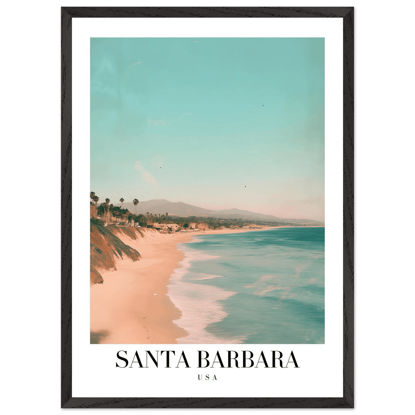 Santa Barbara USA Framed Poster – Pastel Beach Travel Wall Art in Your Choice of Frame - Vibrantwalls
