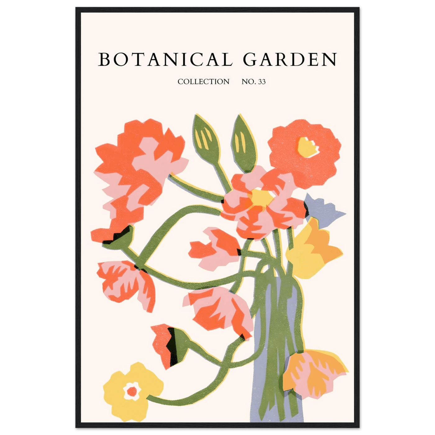 Botanical Garden Framed Poster - Abstract Floral Art Print | Warm Hues & Nature-Inspired Decor - Vibrantwalls