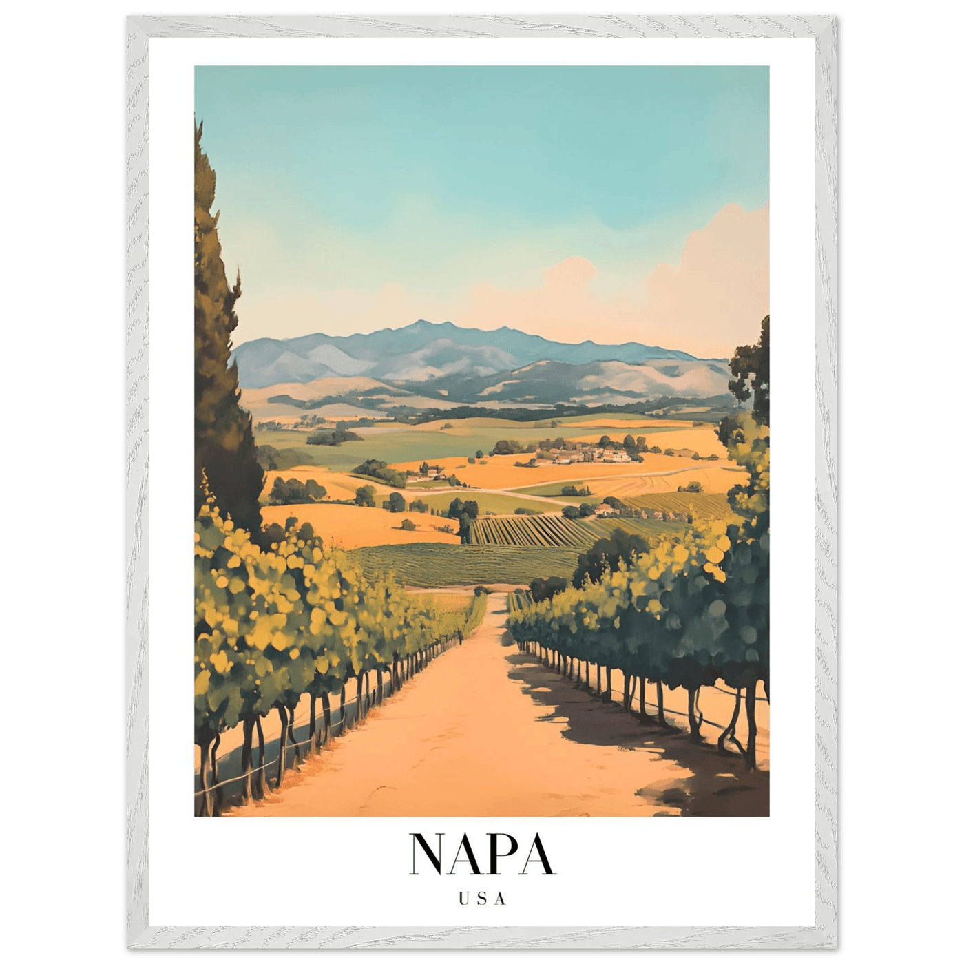 Napa Valley Vineyard Framed Poster – Vintage Travel Wall Art with Wooden Frame - Vibrantwalls