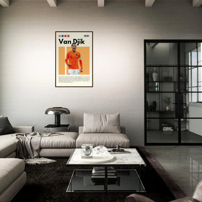 Virgil van Dijk Liverpool/Netherlands Football Framed Poster - Orange & Dynamic Sports Art Print Vibrantwalls