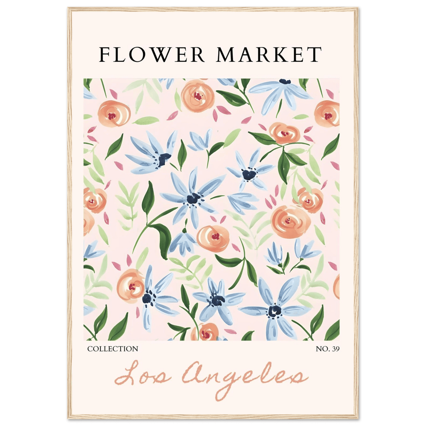 Abstract Floral Framed Poster – Pastel Blossom & Leaf Art Prints | Ready-to-Hang Wall Decor - Vibrantwalls