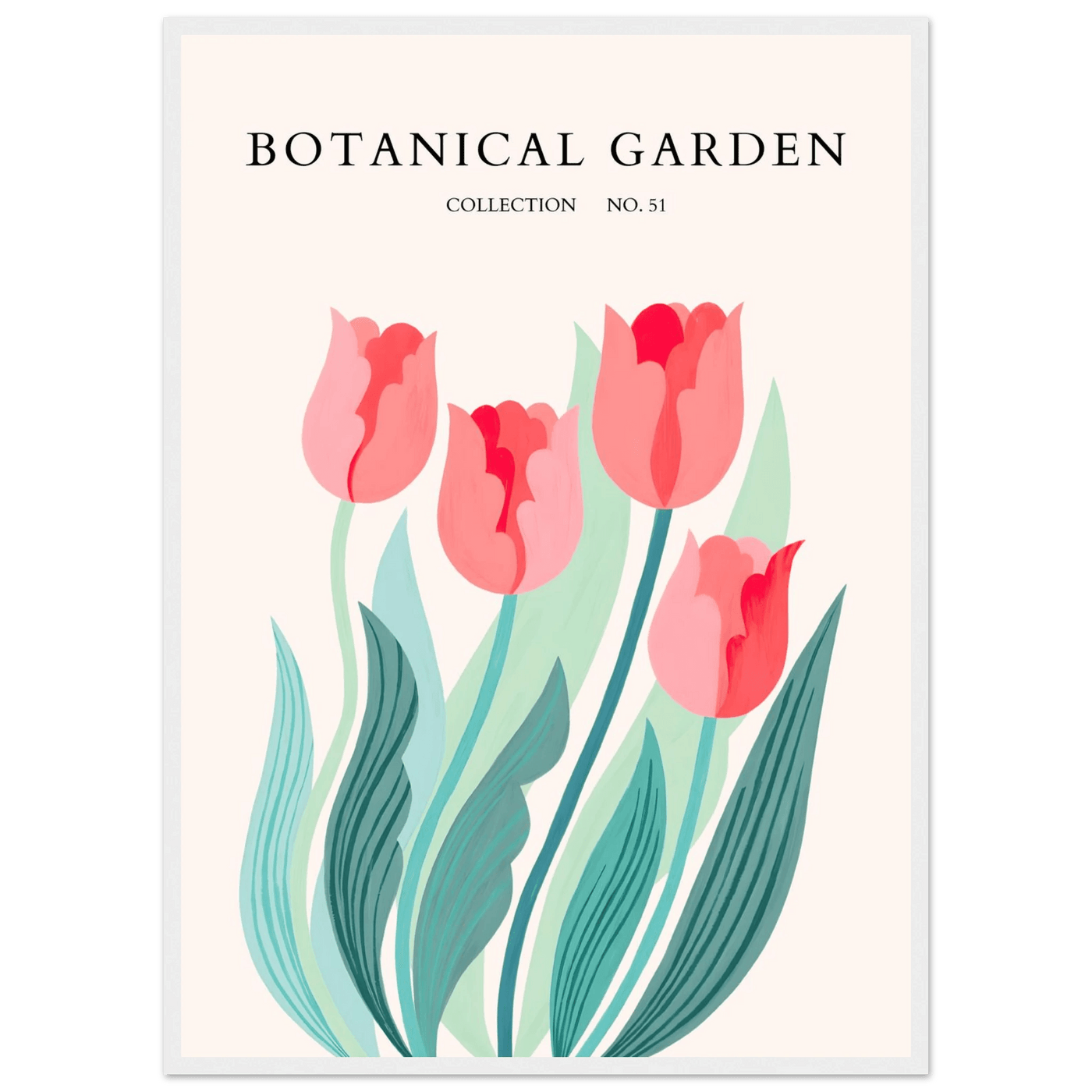 Botanical Garden Tulip Framed Poster – Pastel Florals & Nature Art Prints | Ready-to-Hang Wall Decor - Vibrantwalls