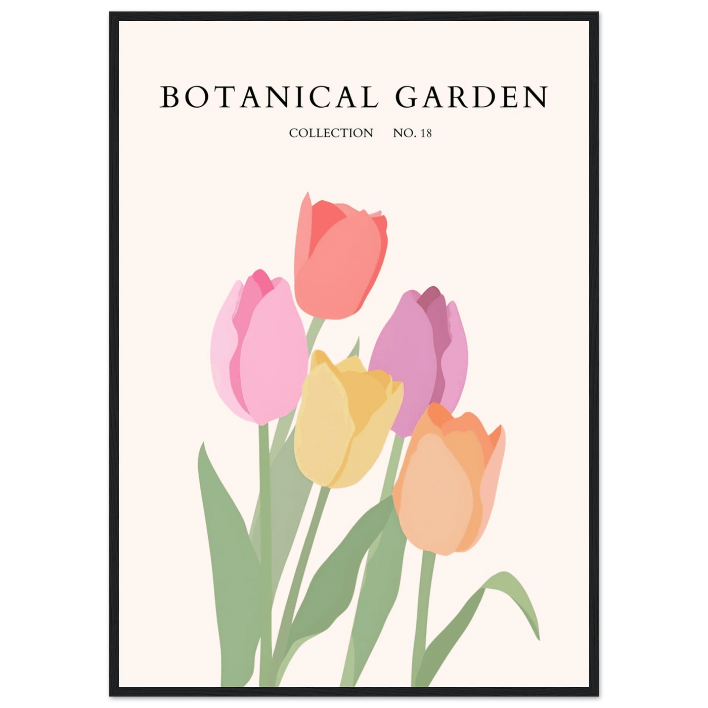 Botanical Garden Tulip Framed Poster – Pastel Bloom Art Print | Ready-to-Hang Floral Decor - Vibrantwalls