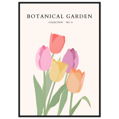 Botanical Garden Tulip Framed Poster – Pastel Bloom Art Print | Ready-to-Hang Floral Decor - Vibrantwalls