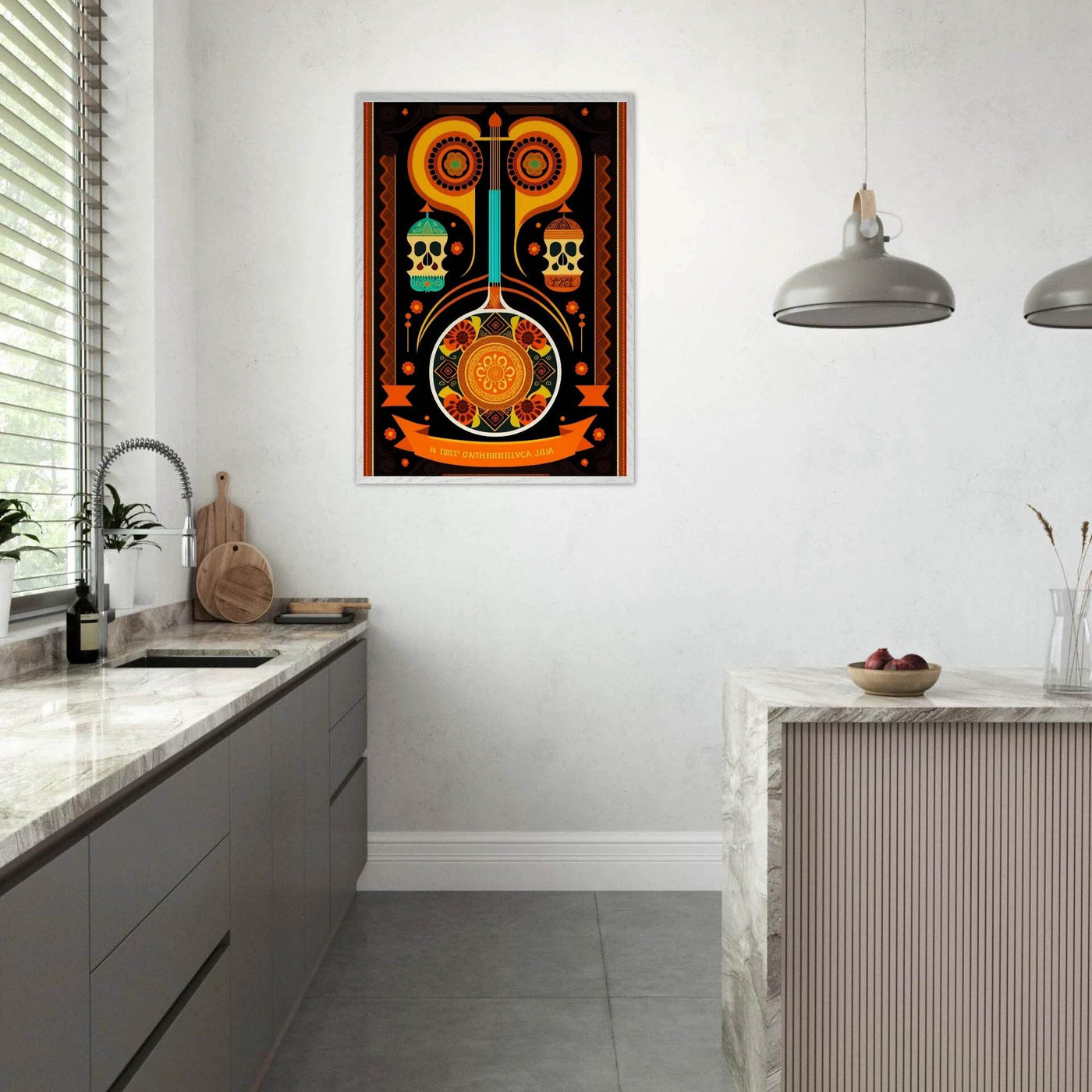 Vibrant Day of the Dead Guitar - Vibrantwalls