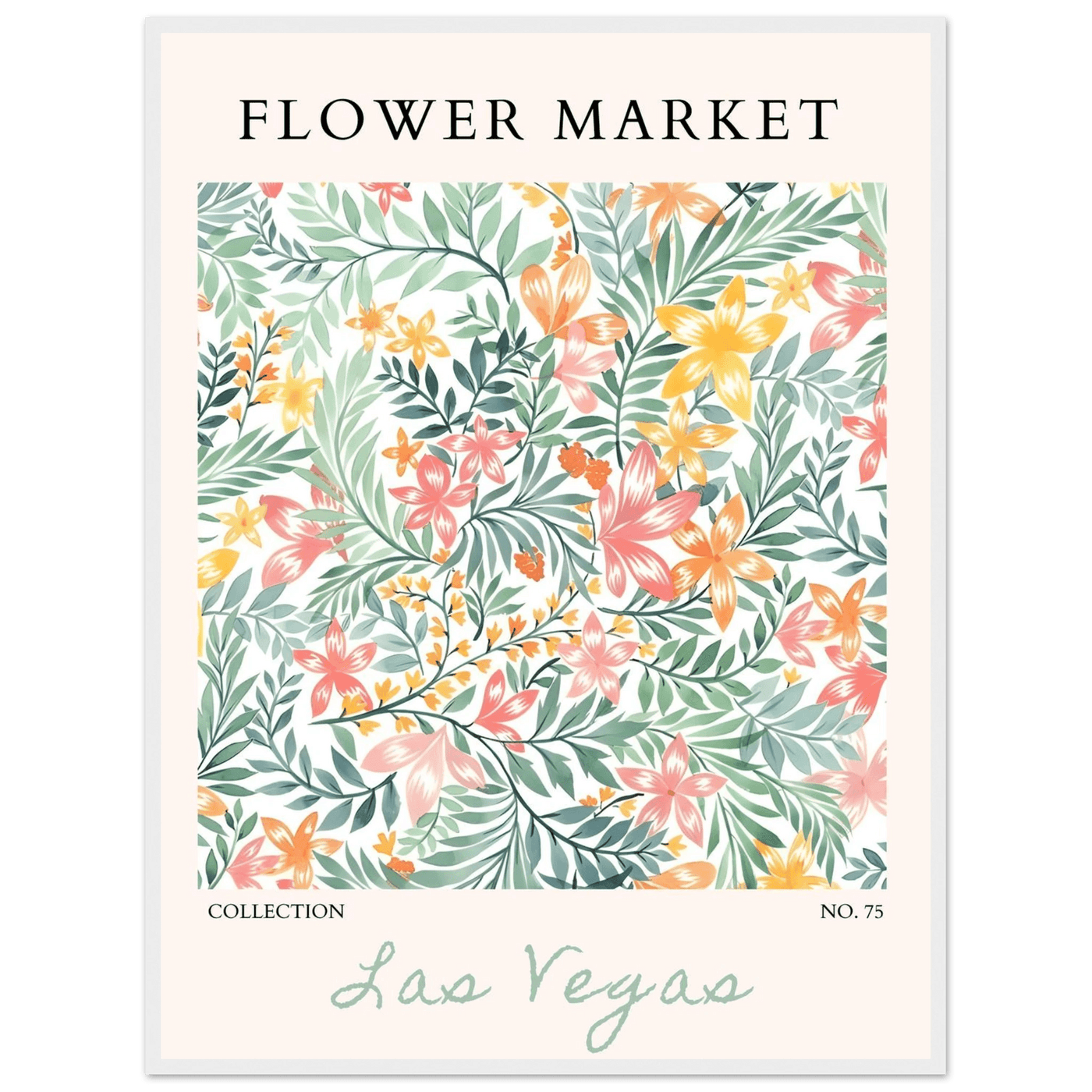 Flower Market Collection Framed Poster – Las Vegas Botanical Bliss Print | Ready-to-Hang Floral Art - Vibrantwalls