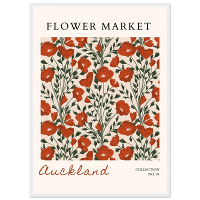 Auckland Flower Market Framed Poster – Vibrant Poppy Art Print | Ready-to-Hang Floral Decor - Vibrantwalls