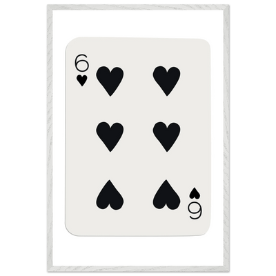 Six of Hearts Poker Card Print - Mounted Framed Poster Art, Eco-Friendly Wood Frame in Your Choice of Frame & Size - Vibrantwalls