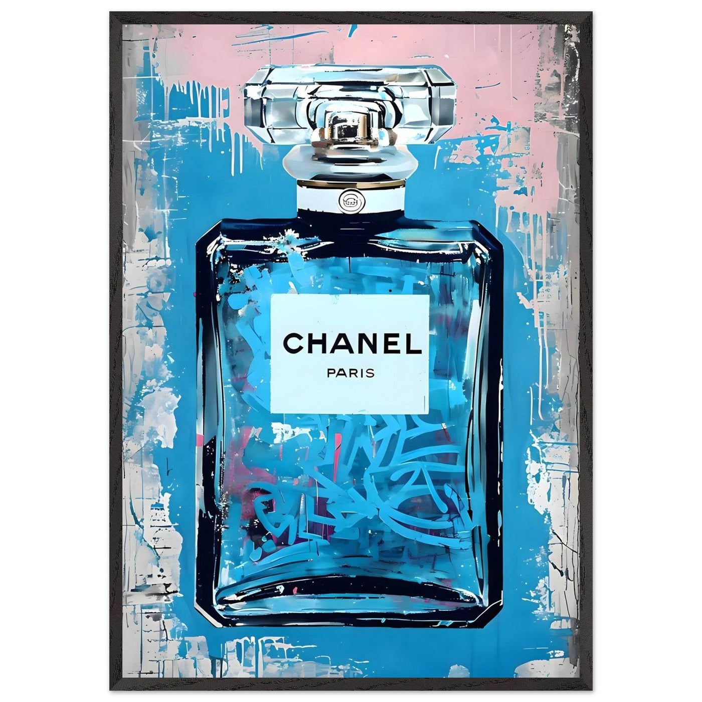 Abstract Chanel No. 5 Art Print in Mounted Frame - Iconic Glamour for Modern Decor - Vibrantwalls