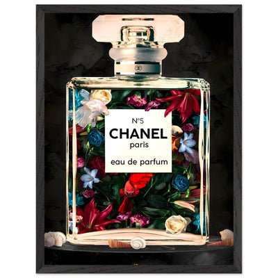 Chanel No. 5 Floral Fantasy Framed Art Print: A Timeless Blend of Iconic Fragrance and Vibrant Botanicals - Vibrantwalls