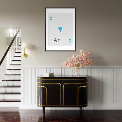 Ace of Hearts Poker Card Print - 'Lucky You' Framed Art, Eco-Friendly Wood Frame in Custom Finish - Vibrantwalls