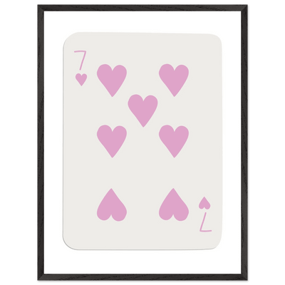 Charming Seven of Hearts Poker Card Print - Mounted Framed Poster Art with Eco-Friendly Wood Frame - Vibrantwalls