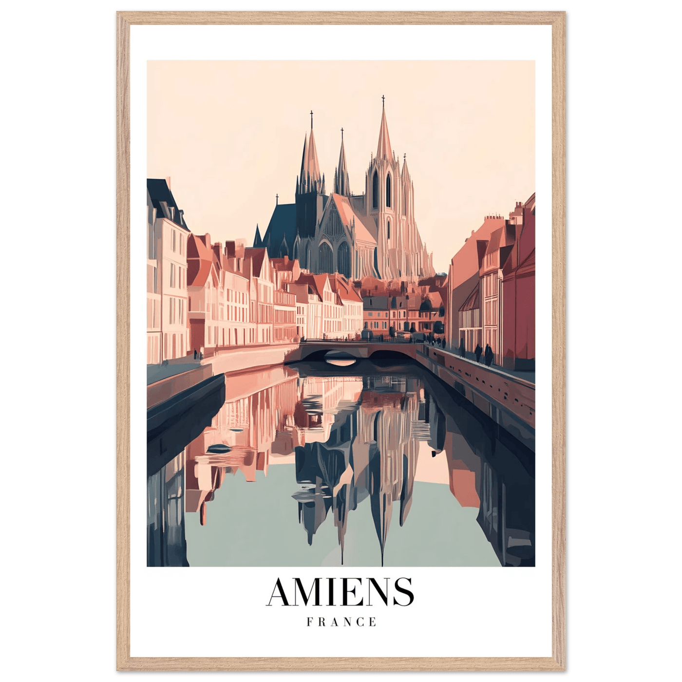 Amiens France Framed Poster – Vintage Travel Wall Art with Wooden Frame - Vibrantwalls