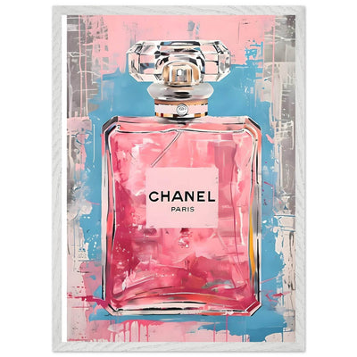 Coco Mademoiselle Chanel Art Print - Pink & Blue Pop Art Style Framed Poster - Vibrantwalls