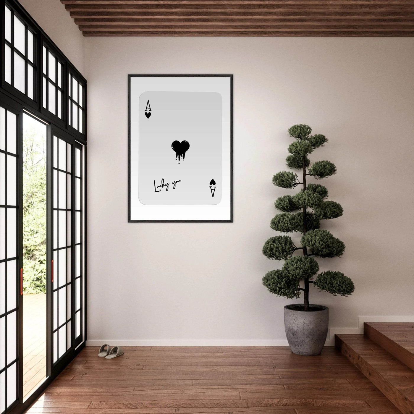 Lucky Ace of Hearts Dripping Art Print - Framed Poster, Modern Poker Card Decor, Eco-Friendly Wood Frame - Vibrantwalls