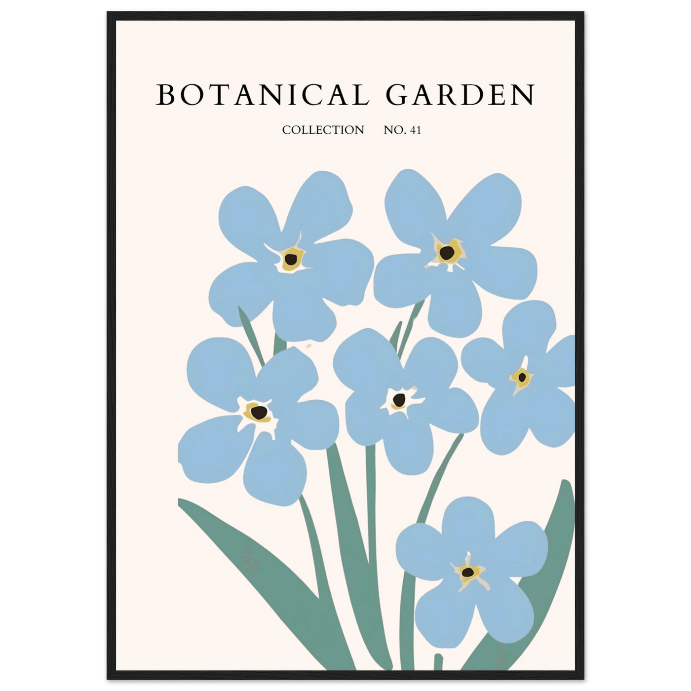 Botanical Garden Forget-Me-Nots Framed Poster - Soft Blue Floral Art Print | Ready-to-Hang Wall Decor - Vibrantwalls