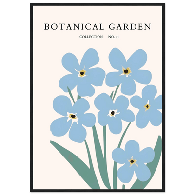 Botanical Garden Forget-Me-Nots Framed Poster - Soft Blue Floral Art Print | Ready-to-Hang Wall Decor - Vibrantwalls