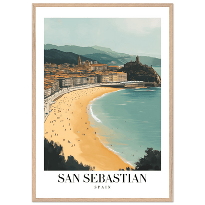 San Sebastian Spain Framed Poster – Vintage Coastal Travel Wall Art with Wooden Frame - Vibrantwalls