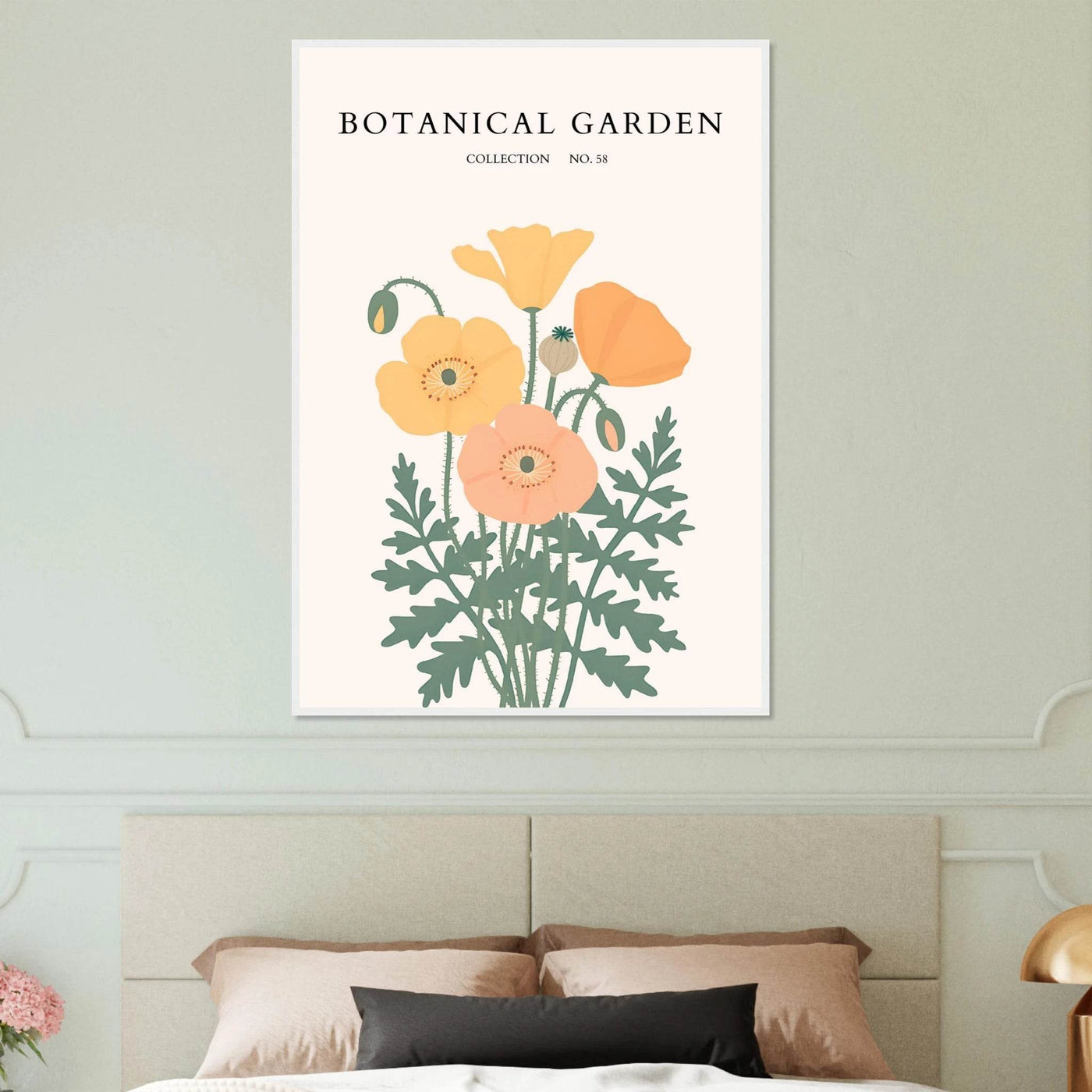 Botanical Garden Poppy Framed Poster – Warm Hues & Nature Art Print | Ready-to-Hang Floral Decor - Vibrantwalls
