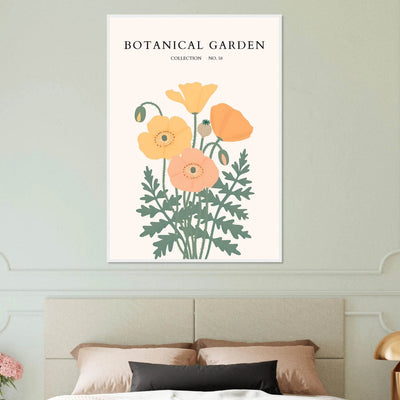 Botanical Garden Poppy Framed Poster – Warm Hues & Nature Art Print | Ready-to-Hang Floral Decor - Vibrantwalls