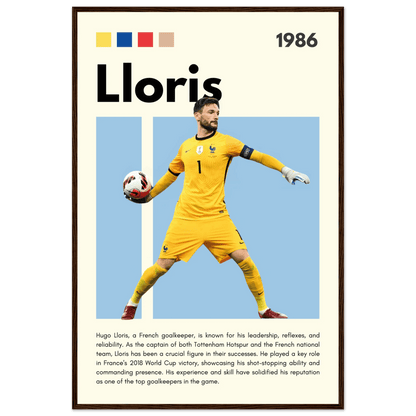 Hugo Lloris France Goalkeeper Football Poster 60x90 cm 24x36″ Dark wood frame Vibrantwalls